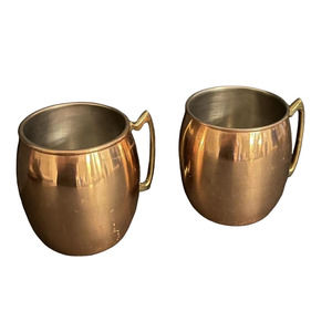 Moscow Mule Copper Patina Mugs Brass Handles Lot Of 2